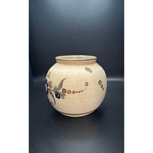 Vintage Handpainted Mexico Tonala Mexican Folk Art Sandstone Pottery Floral Pot - Picture 8 of 8